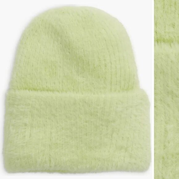 Open Edit Feafher Yarn Stretch Beanie, Ivory - Picture 1 of 5